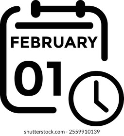 February 1 on calendar icon vector. Calendar vector icon. Deadline. Date. 

