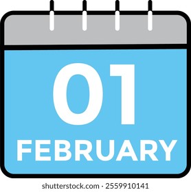 February 1 on calendar icon vector. Calendar vector icon. Deadline. Date. 
