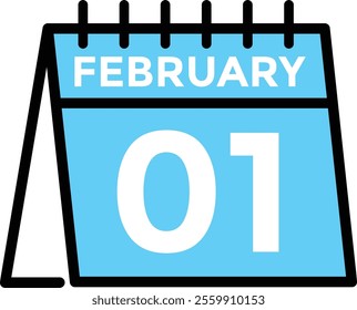 February 1 on calendar icon vector. Calendar vector icon. Deadline. Date. 
