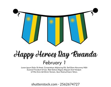 February 1 Rwanda heroes day vector illustration design and happy heroes day or Rwanda flag with white background 