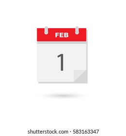 February 1, Vector flat daily calendar icon