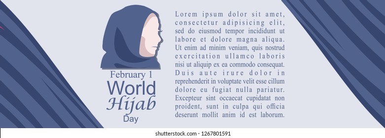 February 1, World Hijab Day vector illustration. Suitable for greeting card, poster and banner. - Vector 