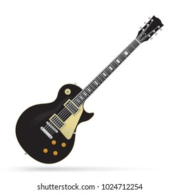 February 10, 2018: Vector illustration of realistic electric guitar isolated on white background. Popular style guitar body. Gibson Les Paul.