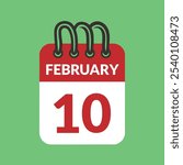 February 10 Calendar icon vector illustration.