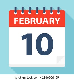February 10 - Calendar Icon - Vector Illustration
