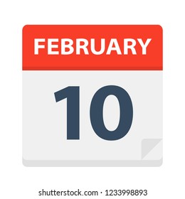 February 10 - Calendar Icon - Vector Illustration