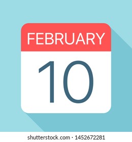 February 10 - Calendar Icon - Vector Illustration