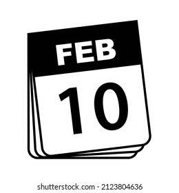 10 de febrero. Icono de calendario. Ilustración vectorial.