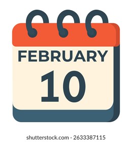 10. Februar Kalendervektor auf weißem Hintergrund
Vektorkalender mit Datum