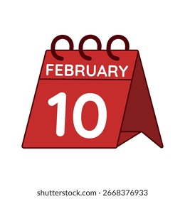 Vector del calendario del escritorio del 10 de febrero sobre fondo blanco
Vector rojo Calendario plano icono