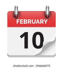 February 10 flat daily realistic calendar icon date vector image