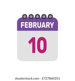 februar 10 icon vektor beginnt mit bunten kalender seite