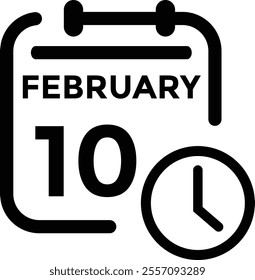 February 10 on calendar icon vector. Calendar vector icon. Deadline. Date. 