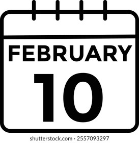 February 10 on calendar icon vector. Calendar vector icon. Deadline. Date. 