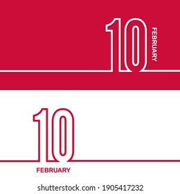 February 10. Set of vector template banners for calendar, event date.