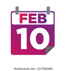 10. Februar. Eintägiger Kalender. Minimalistische flache Illustration in violetter Farbe. eps10