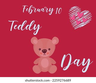 February 10 Teddy Day poster design. isolated on dark color background. vector-eps10. 