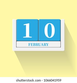 February 10. Vector flat daily calendar icon. Date and time, day, month. Holiday. Season.