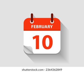 February 10. Vector flat daily calendar icon. Date and time, day, month. Year. Vector illustration