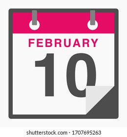 February 10th Flat icon calendar isolated on white background. Vector illustration