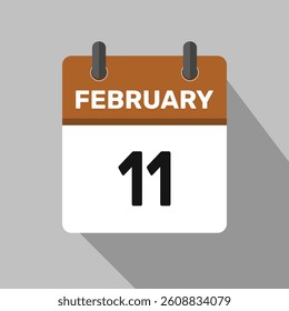 february 11 calendar icon vector month date number illustration design