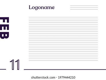 11 de febrero Calendario sobre fondo de papel portátil con su logotipo