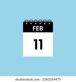 February 11 calendar reminder. 11th February Date Month calendar icon design template.
