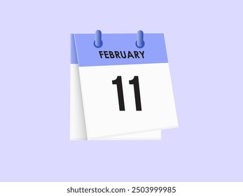 February 11 - calendar and Time planner. Daily Calendar Icon reminder. Vector Illustration.