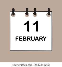 February 11. Daily Calendar icon for design. Simple design for business brochure, flyer, print media, advertisement. Easily editable.