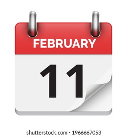 February 11 flat daily realistic calendar icon date vector image