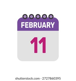 11. Februar Icon Vektor beginnt mit bunten Kalenderseite