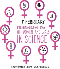 February 11 is international day of women and girls in science Vector illustration.
