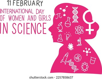 February 11 is international day of women and girls in science Vector illustration.
