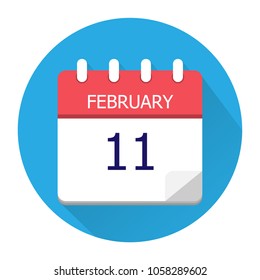 February 11. Vector flat daily calendar icon. Date and time, day, month. Holiday. Season.