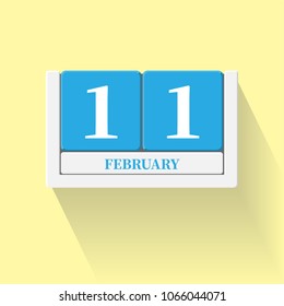February 11. Vector flat daily calendar icon. Date and time, day, month. Holiday. Season.
