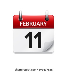 February 11. Vector flat daily calendar icon. Date and time, day, month. Holiday.