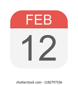 February 12 - Calendar Icon - Vector Illustration