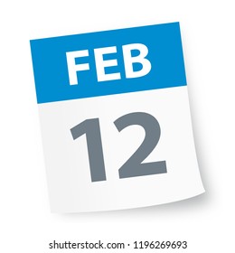 February 12 - Calendar Icon - Vector Illustration