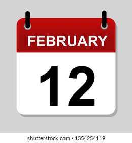 February 12 , calendar icon vector illustration