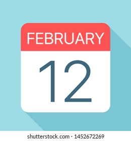 February 12 - Calendar Icon - Vector Illustration