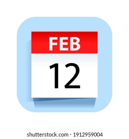 12 de febrero. Icono de calendario. Ilustración vectorial.