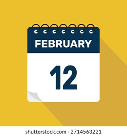 february 12 calendar icon vector illustration with design