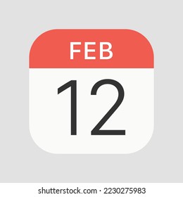 February 12 icon isolated on background. Calendar symbol modern, simple, vector, icon for website design, mobile app, ui. Vector Illustration
