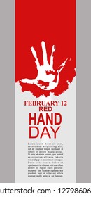 February 12, Red Hand Day or the International Day against the Use of Child Soldiers Vector Illustration. Suitable for greeting card, poster and banner 