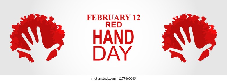 February 12, Red Hand Day or the International Day against the Use of Child Soldiers Vector Illustration. Suitable for greeting card, poster and banner 