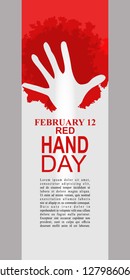 February 12, Red Hand Day or the International Day against the Use of Child Soldiers Vector Illustration. Suitable for greeting card, poster and banner 