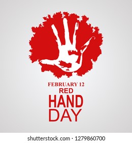 February 12, Red Hand Day or the International Day against the Use of Child Soldiers Vector Illustration. Suitable for greeting card, poster and banner 