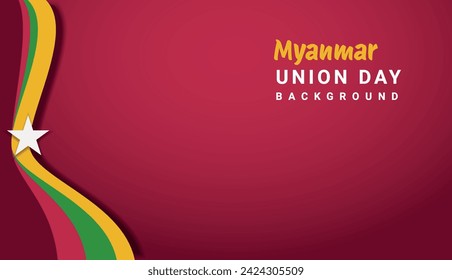 February 12 - Unity Day - Myanmar, union day background template with red fiery color