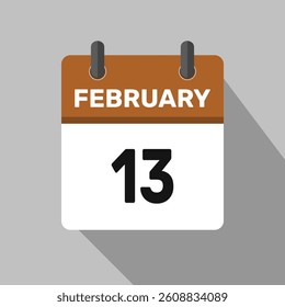 february 13 calendar icon vector month date number illustration design