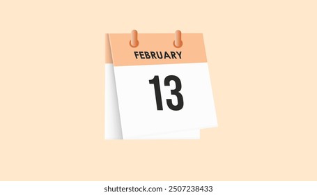 February 13 - calendar and Time planner. Daily Calendar Icon reminder. Vector Illustration.